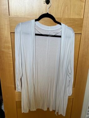 Lane Bryant White Open Front Drapey Cardigan